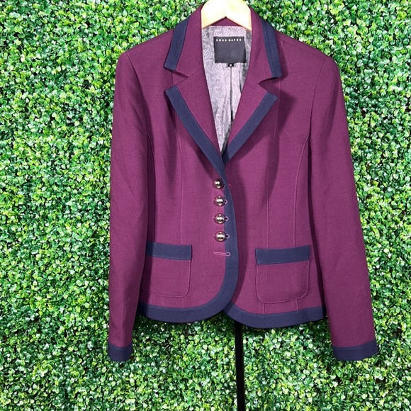 ROSS Myer Purple Navy Blazer with Purple Buttons size 12 - Picture 2 of 9